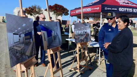 West Hills College officials host groundbreaking for new Lemoore Visual Arts and Applied Science Building in Lemoore Guests check out the renditions of the new building and classrooms.